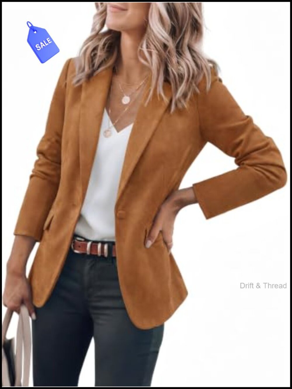 Faux Suede Blazer Long Sleeve Business Casual Jacket